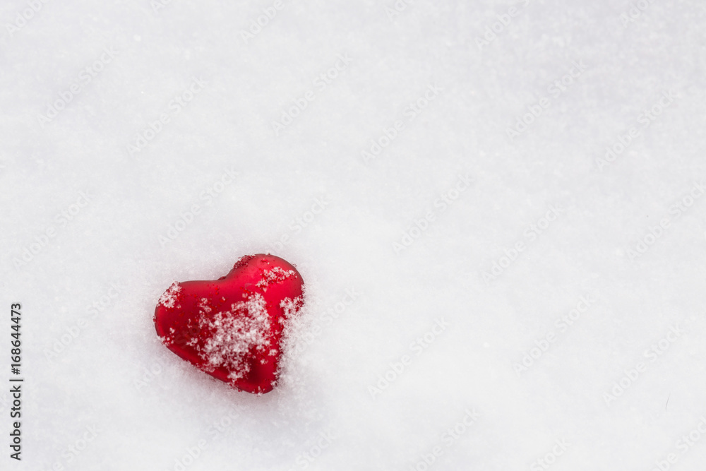 Red Heart Covered In Snow For Valentines Day