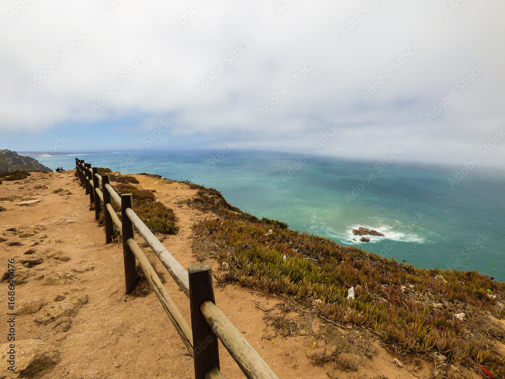 A view of the Atlantic Ocean on a cloudy day at Cabo da Roca (Sintra, Portugal aka 