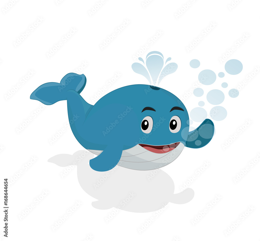 cute cartoon whale waving and smiling isolated cute cartoon whale waving and smiling isolated