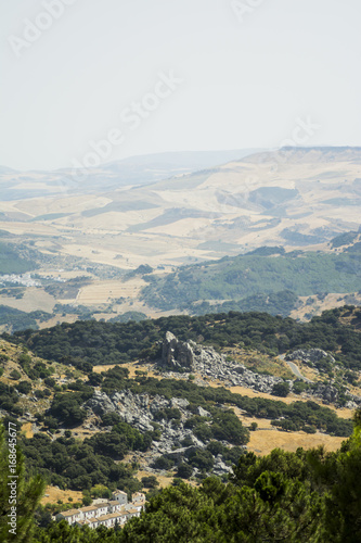 Landscape of mountains with fields planted in the background © Antonio Sanchez