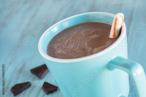 Cup of Hot Chocolate With Peppermint Stick