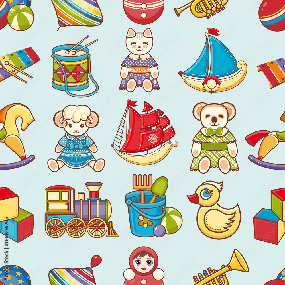 Child toy seamless pattern. Design element Child toy seamless pattern. Design element