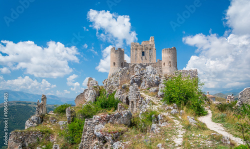 Rocca Calascio, mountaintop fortress or rocca in the Province of L'Aquila in Abruzzo, Italy photo
