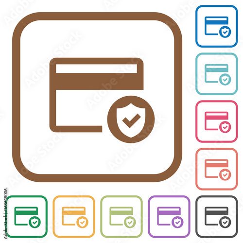 Safe credit card transaction simple icons