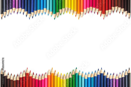 Colored pencils for drawing, isolated on white background