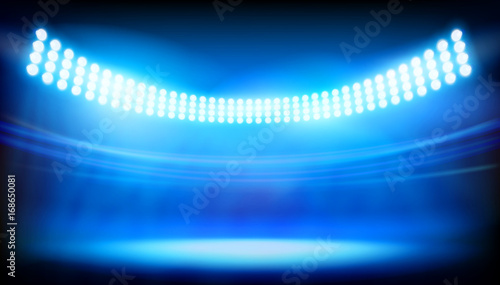 The lighting on big stadium. Vector illustration.