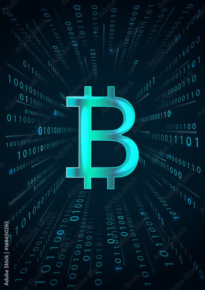 Bitcoin symbol and binary code. Bitcoin symbol and binary code.