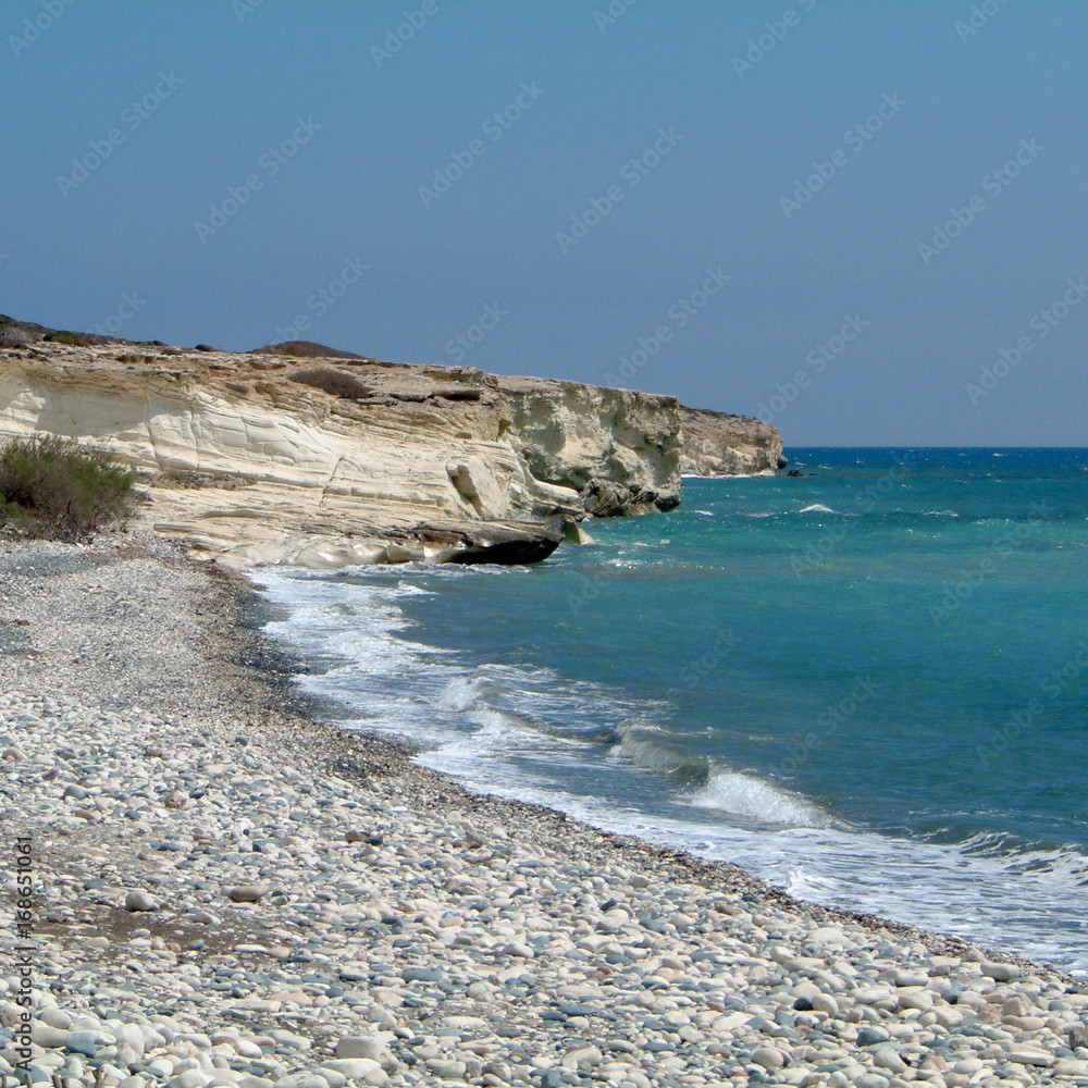 Cyprus, Greece - March 12, 2002: Aphrodite's rock