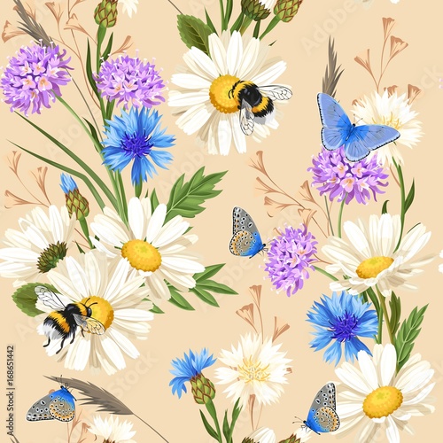 Meadow flowers seamless