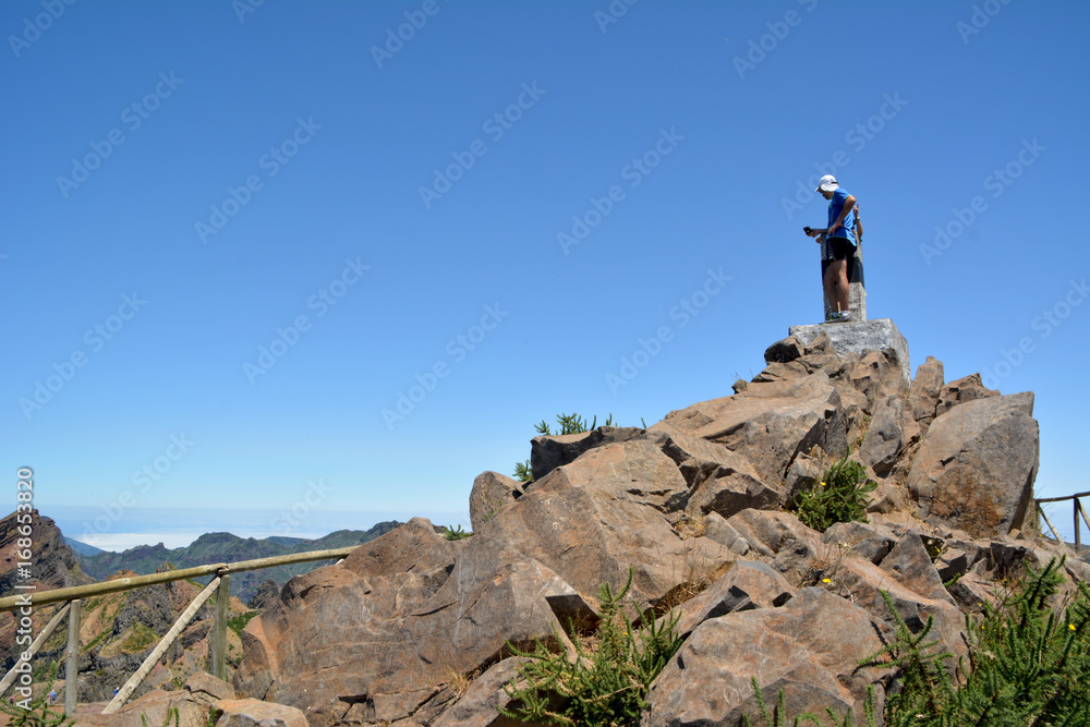 Stairs to the panoramic view of  pico do aireiro, in madeira