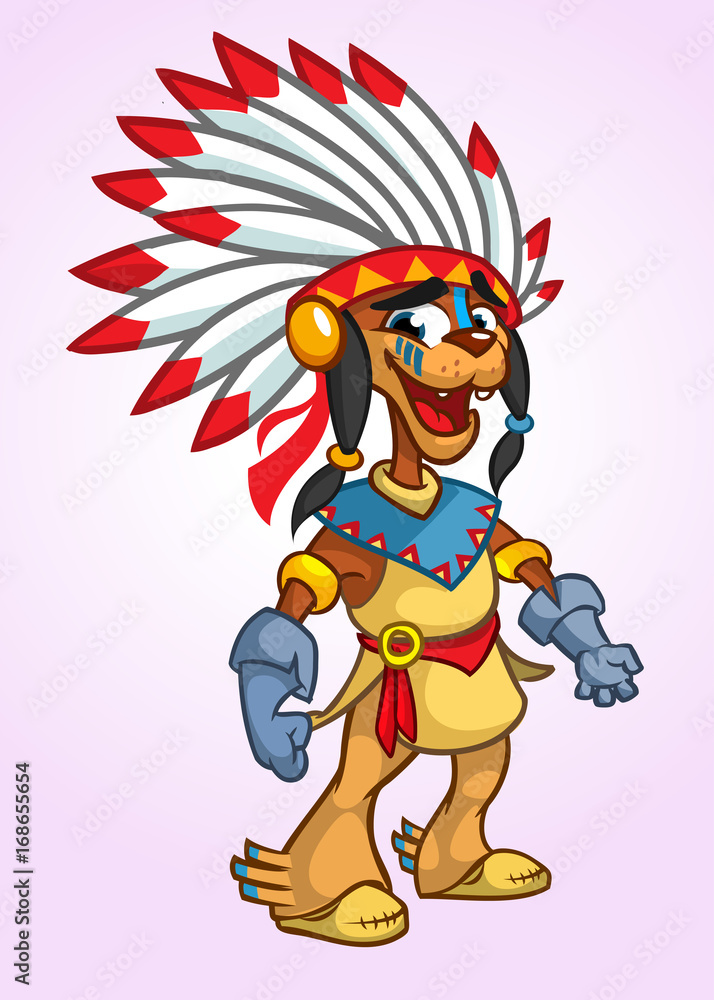Naklejka premium Native American Character cartoon. Vector illustration. Thanksgiving symbol