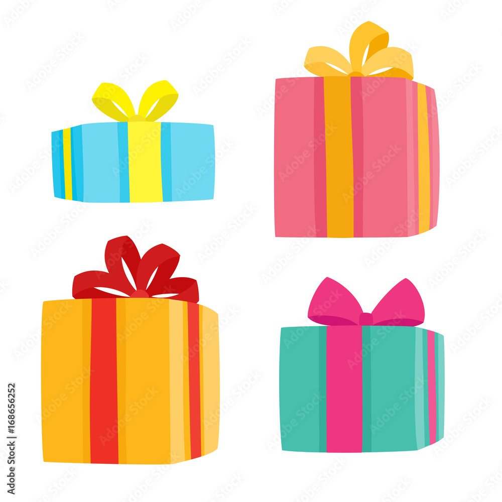 Christmas presents collection. Vector illustration of cartoon gifts Stock  Vector | Adobe Stock