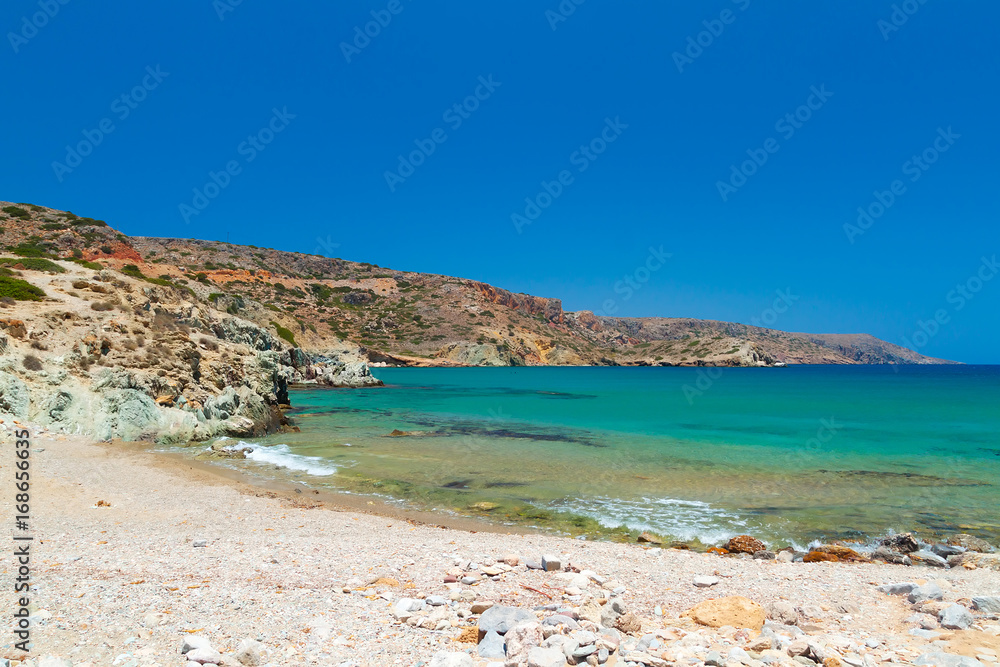 Beautiful rocky Vai beach on Crete, Greece