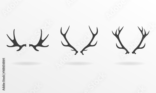 Antlers icon set. Vector illustration of deer antlers.