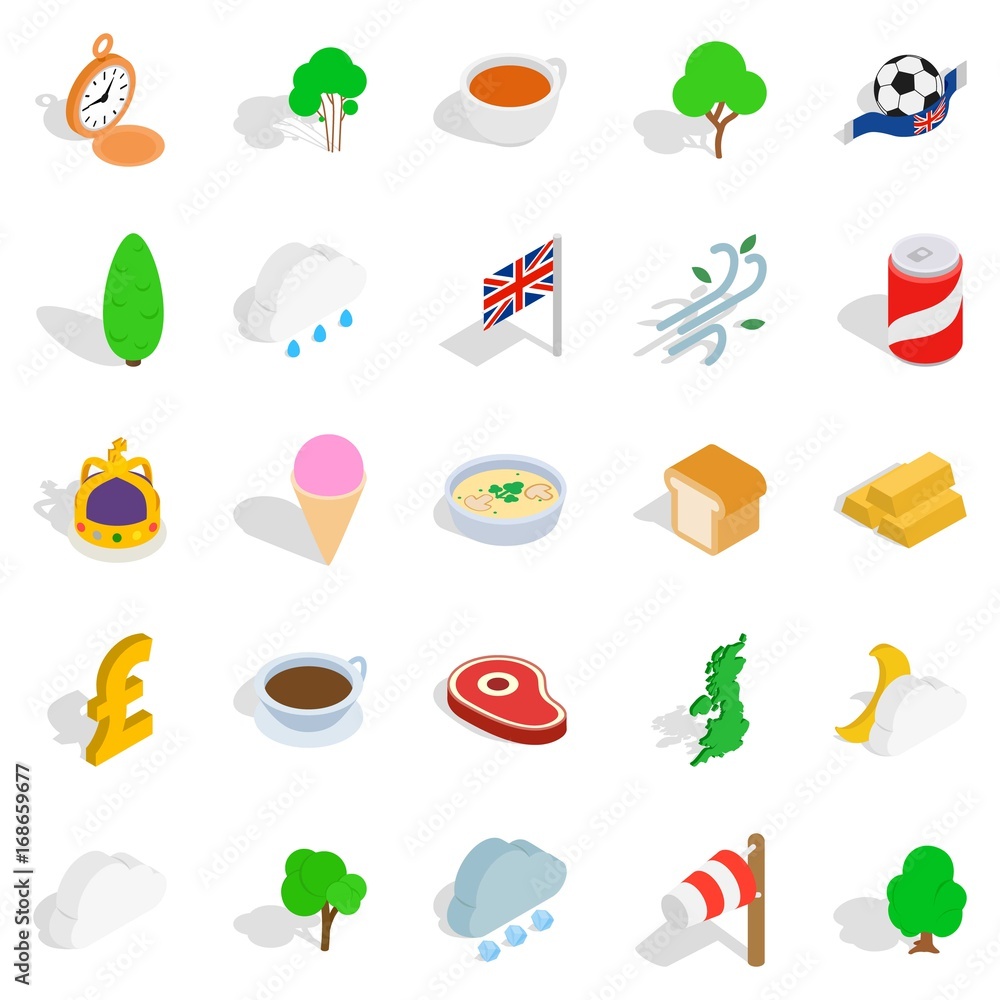 Naklejka premium Colonies icons set, isometric style