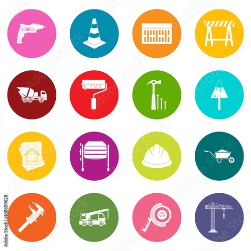 Architecture icons many colors set