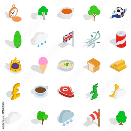 Colonies icons set, isometric style