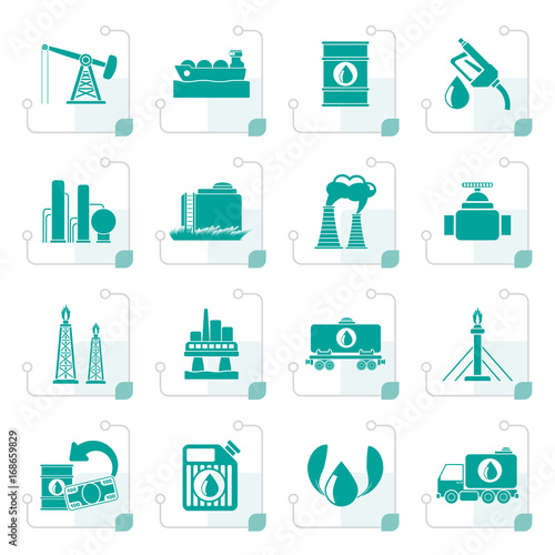 Stylized Petrol and oil industry icons - vector icon set
