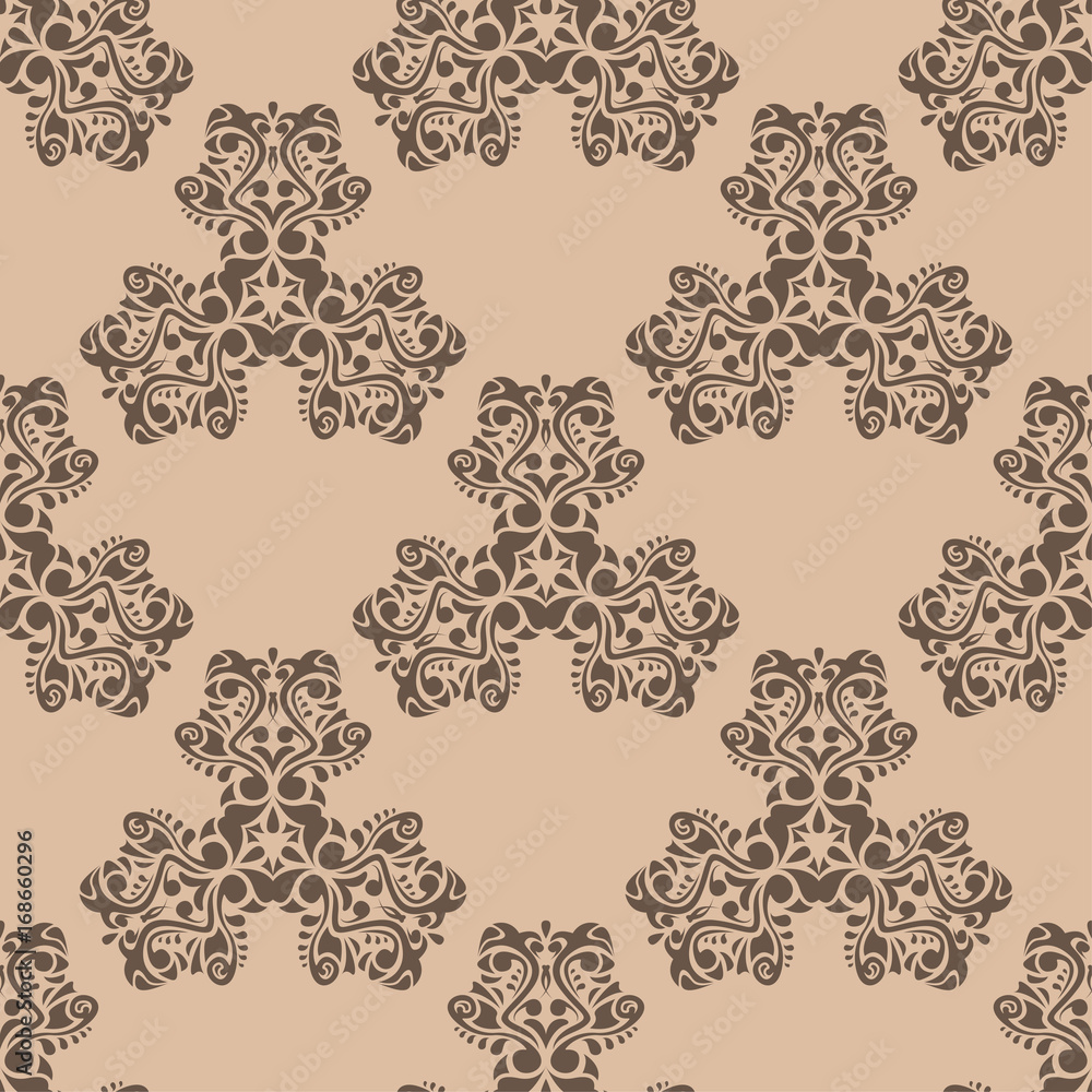 Brown seamless pattern with wallpaper ornaments Brown seamless pattern with wallpaper ornaments