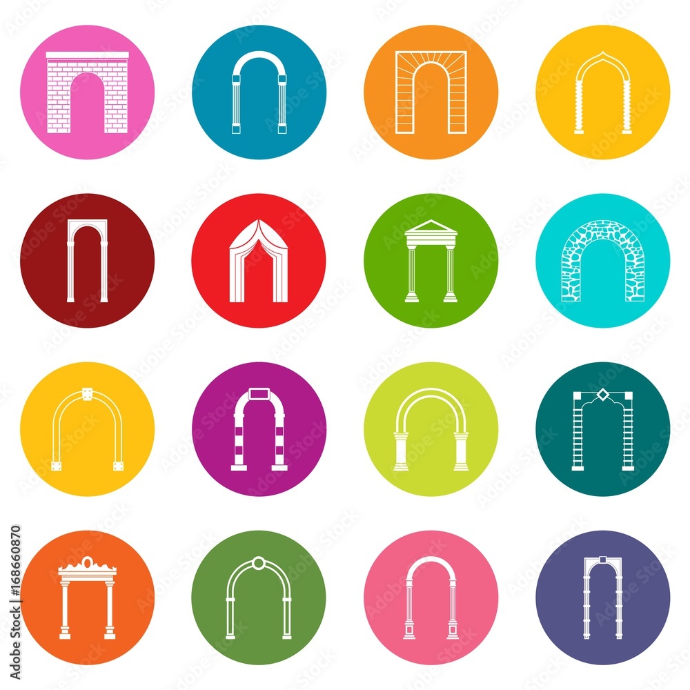 Arch set icons many colors set Arch set icons many colors set
