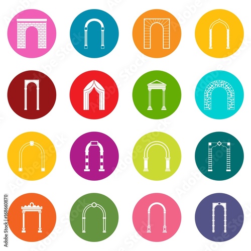 Arch set icons many colors set