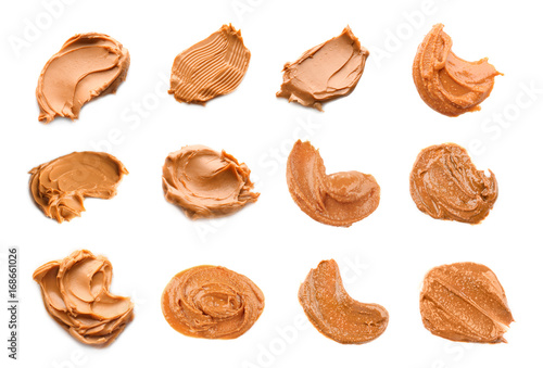 Εκτύπωση καμβά Collage of peanut butter on white background