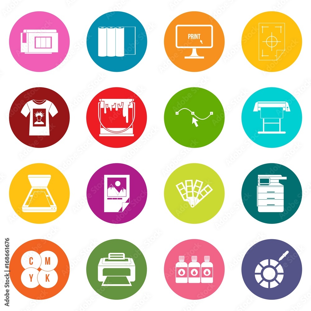 Printing icons many colors set Printing icons many colors set