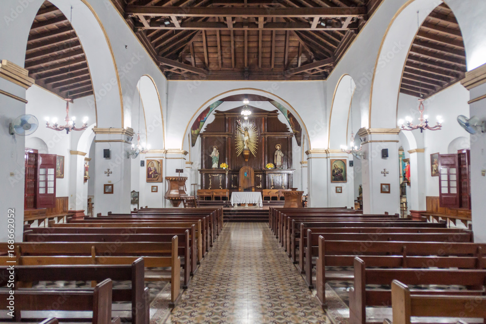 HOLGUIN,  CUBA - JAN 28, 2016: Interior of Cathedral San Isidoro in Holguin.