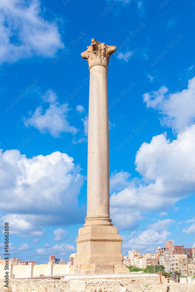 Pompey's pillar and ancient sphinx