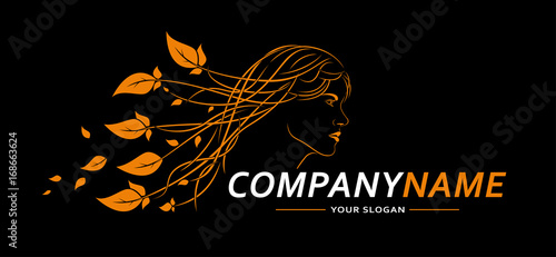 Woman Face Logo Abstract Lines Design. Creative vector icon. Vector illustration