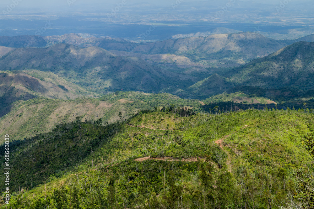 Landscape of Sierra Maestra mountain range as viewed from La Gran Piedra mountain, Cuba