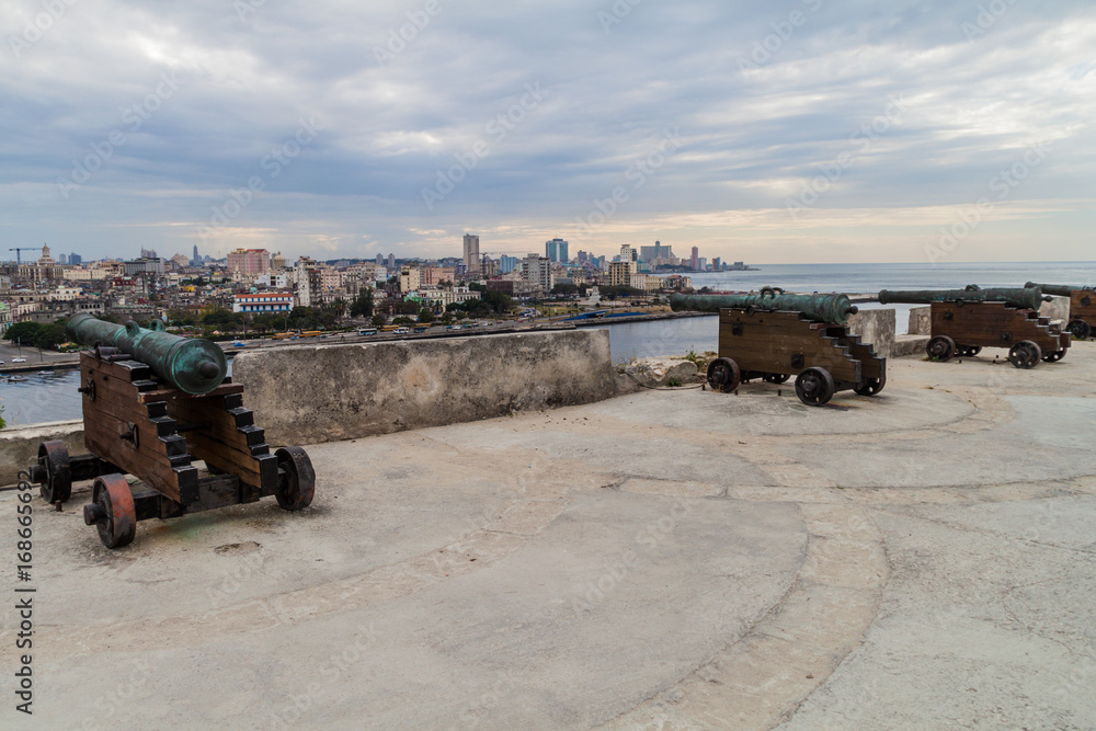 Cannons at La Cabana fortress in Havana, Cuba Cannons at La Cabana fortress in Havana, Cuba