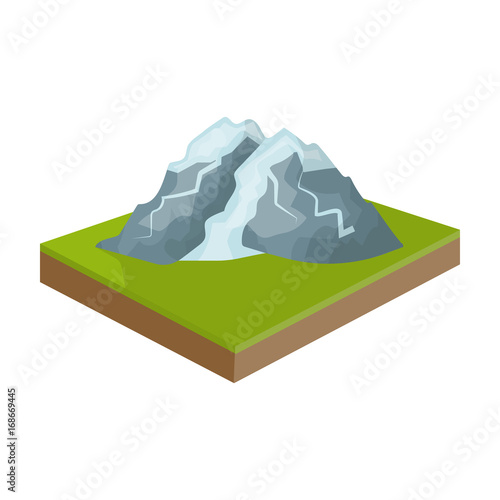 Mountains, rocks and landscape. Relief and mountains single icon in cartoon style isometric vector symbol stock illustration web.