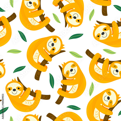 seamless pattern with sloth  - vector illustration, eps