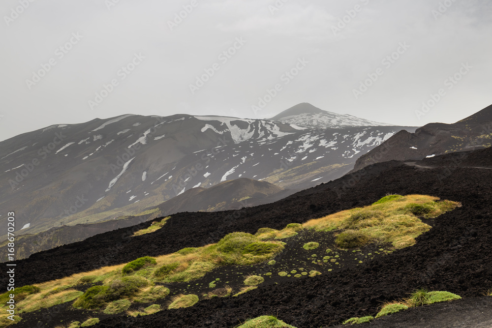 Fototapeta premium Dramatic landscape of Etna volcano with its side craters, Sicily, Italy