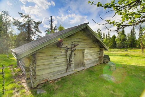 Historical chalet in the nature reserve Tandovala in Dalarna  Sweden