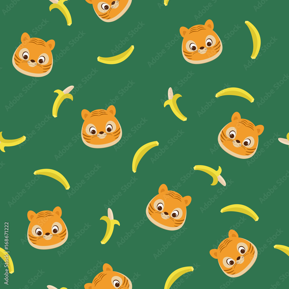 Tiger cub and bananas Tiger cub and bananas