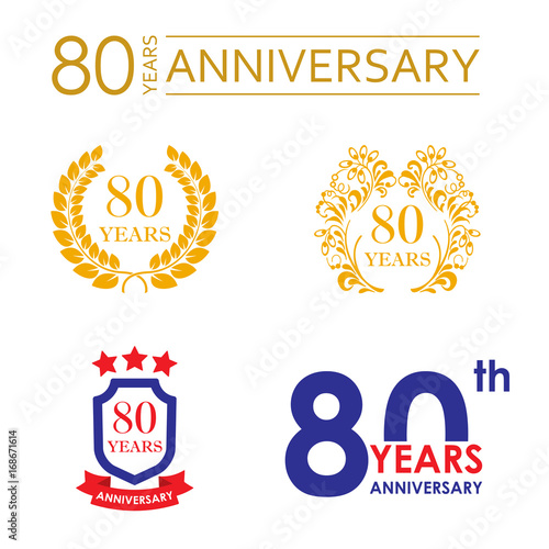 80 years anniversary icon set. Vector illustration.