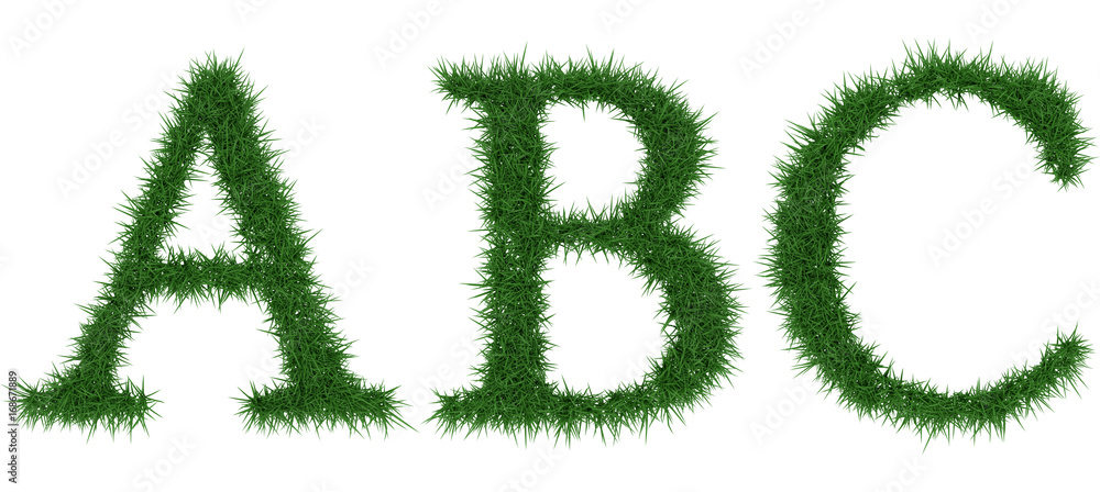 Abc - 3D rendering fresh Grass letters isolated on whhite background. Abc - 3D rendering fresh Grass letters isolated on whhite background.