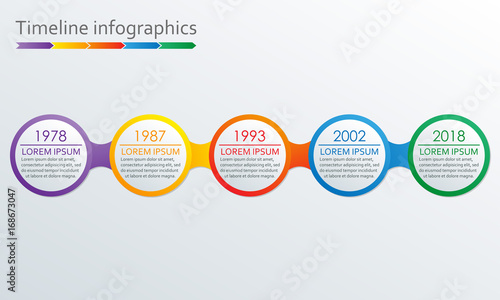 Timeline Infographics template. Vector design elements. 