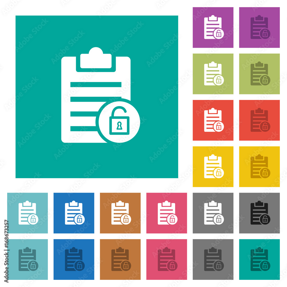 Note unlock square flat multi colored icons Note unlock square flat multi colored icons