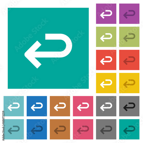 Back arrow square flat multi colored icons