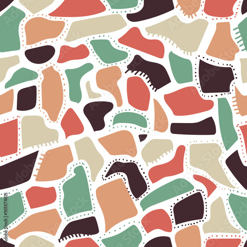 Abstract seamless pattern. Randomly disposed mosaic pattern with colorful elements.