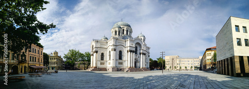 St. Michael the Archangel church (The Garrison Church) and Kaunas cityscape, Lithuania