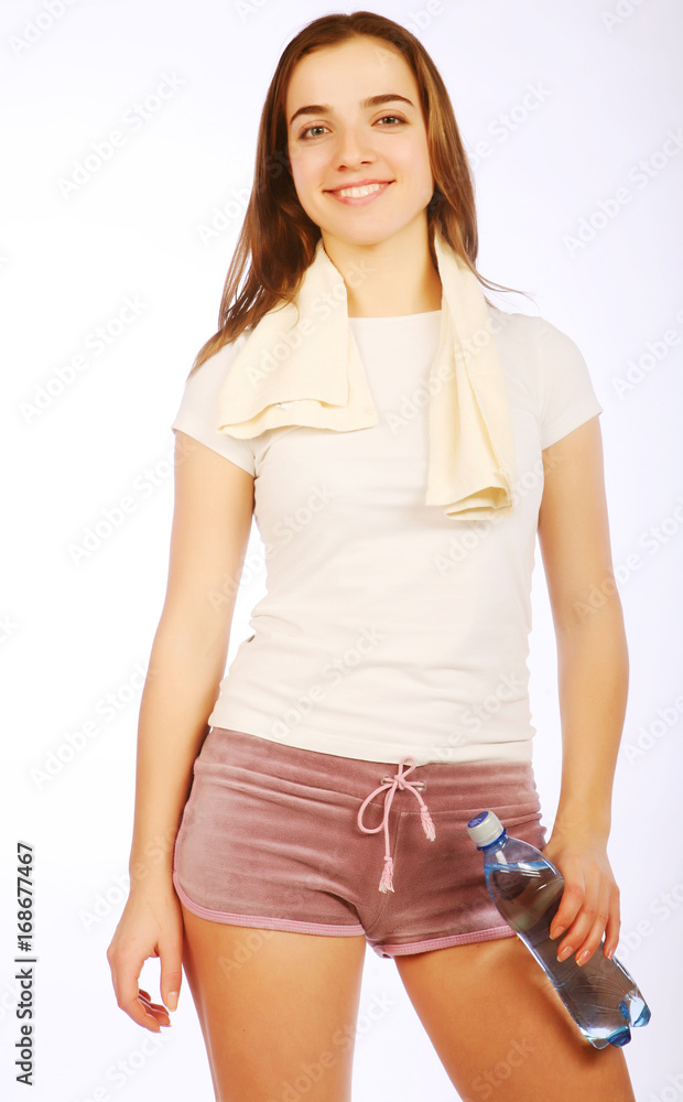 sporty woman with mineral water sporty woman with mineral water