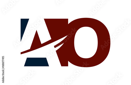AO Red Negative Space Square Swoosh Letter Logo