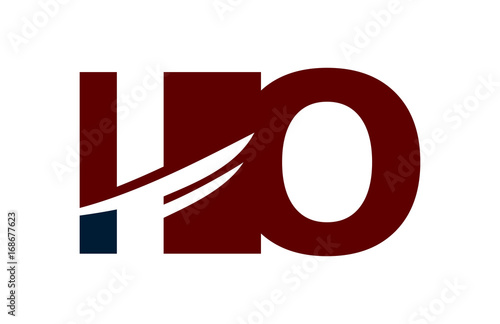 IO Red Negative Space Square Swoosh Letter Logo