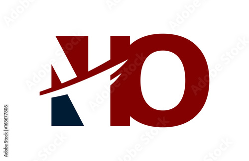 NO Red Negative Space Square Swoosh Letter Logo