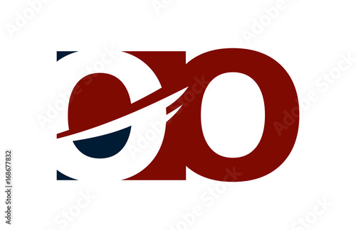 OO Red Negative Space Square Swoosh Letter Logo