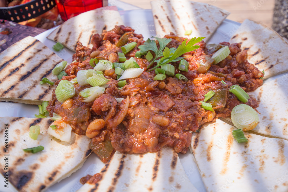 Quesadilla served on plate - food Quesadilla served on plate - food
